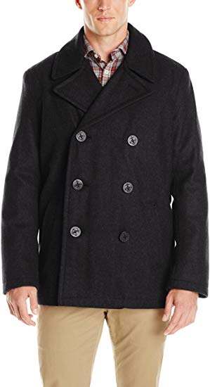 Tommy Hilfiger Men's Wool Melton Classic Double Breasted Peacoat