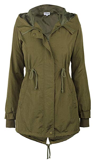 iLoveSIA Women's Military Jacket Rain Trench with Hood