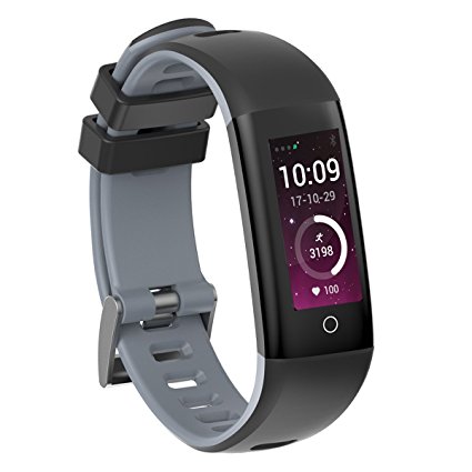 Fitness Tracker-Smart Bracelet Activity Tracker with Heart Rate Blood Pressure Monitor (Black-Grey)