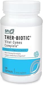 KlaireLabsBrand Ther-Biotic Vital-Zymes Complete Digestive Enzymes - 20 Active Enzymes (120 Count) - Helps Aid Digestion and Breakdown Proteins, Carbs, Sugars, Fats & Fibers