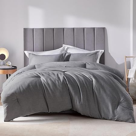 CozyLux California King 3 Piece Dark Grey Soft Luxury Cationic Dyed Microfiber Modern Comforter Set with 1 Comforter and 2 Pillow Shams