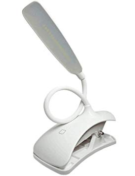 CJHFAMILY Led Clip Reading Light - Daylight 16 LEDs Reading Lamp-3 Brightness,USB Rechargeable, Touch Switch Bedside Book Light with Good Eye Protection Brightness (White)
