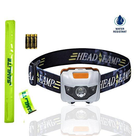 Blazer-110 LED Headlamp, 4 Modes, Bright White Light With Red Light, Super Bright, Water Resistant, Perfect For Camping, Running, Get 2 Free Wristband Reflector, 3AAA Batteries Included (WHITE/ORANGE)