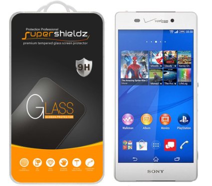 Sony Xperia Z3v Tempered Glass Screen Protector, Supershieldz® Ballistics Glass 0.3mm 9H Hardness Featuring Anti-Scratch, Anti-Fingerprint, Bubble Free -Crystal Clear - Retail Packaging