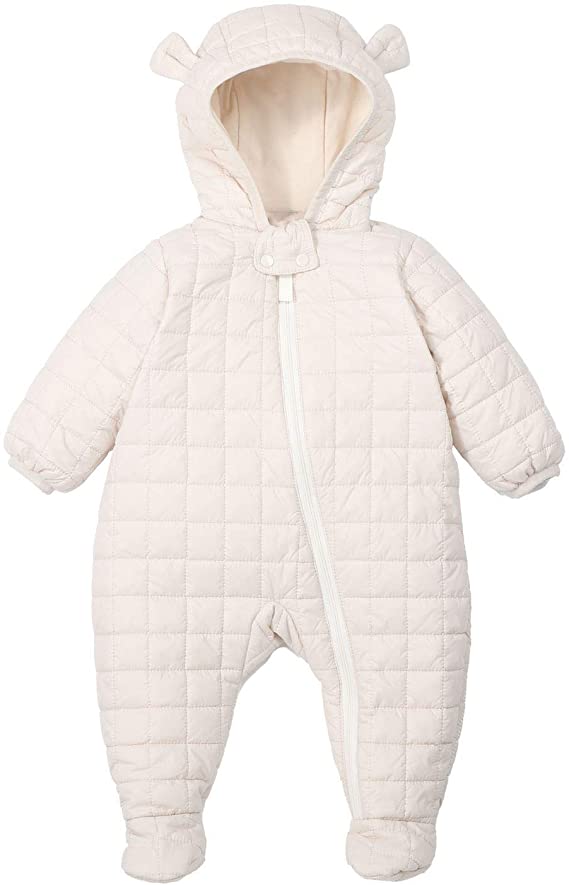 Soberto Baby Infant Down Snowsuit Lightweight Cotton Hooded Jumpsuit Winter Warm Coat Romper