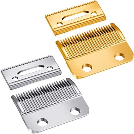 2 Sets Adjustable Clippers Blades, 2 Hole Hair Trimmer Replacement Blade for Wahl 1006, Super Taper #8400 (Silver, Gold)