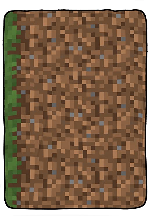 Jay Franco Minecraft Grass Plush Silk Blanket, Brown