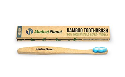 Bamboo Toothbrushes by ModestPlanet™ | Individual | BPA-Free| Medium Bristles| Sustainable Material| Ergonomic & Easy Grip Design| Natural Alternative to Plastic| Supports Clean Teeth & Gums