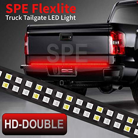HD-Double Row LED Truck Tailgate Light Bar Strip (IP68 Silcone-Filled) Red/White Reverse Brake Stop Turn Signal Parking Running Driving Light for SUV RV Trailer Work Pickup (2019 VERSION) (49-Inch)