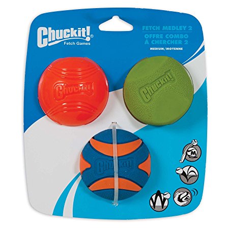 CHUCKIT Fetch Medley 2 Pet Toy Balls, Medium