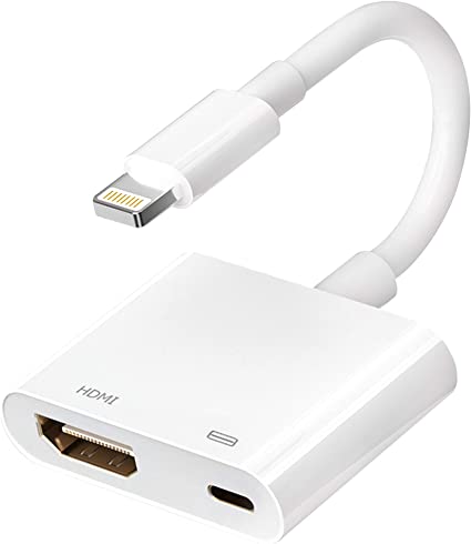 [Apple MFi Certified] Lightning to HDMI Adapter,1080P Digital Sync Screen Converter AV Adapter Charging Port for iPhone/iPad 1080P HDMI Converter for HD TV/Projector/Monitor,Support All iOS - White