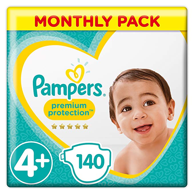 Pampers Premium Protection Size 4 , 140 Nappies, (10-15 kg)Monthly Pack