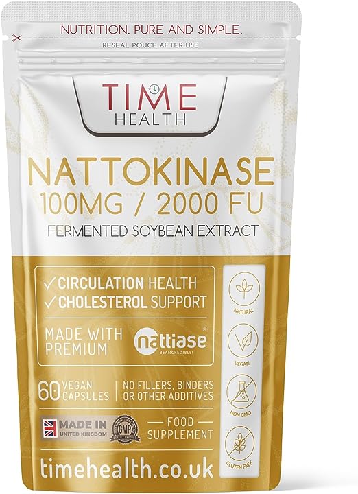 New: Nattokinase - 60 Capsules - 2000 FU / 100mg - Nattiase® Natural Fermented Soybean Extract - Enzyme from Japanese Natto - UK Made - GMP Standards - Zero Additives