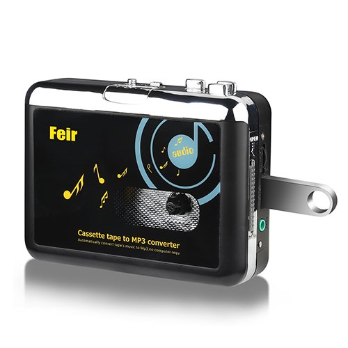 Feir Cassette Converter Portable Cassette to MP3 Converter Stereo USB Cassette Digital tape MP3 Music Player to MP3 Format with Headphones No PC Required
