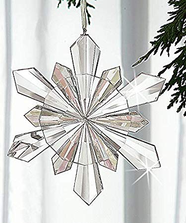 Crystal Snowflake Ornament, Handcrafted Faceted Christmas Tree Ornament Suncatcher