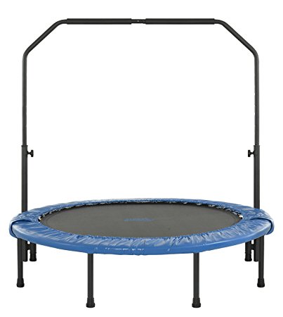 Upper Bounce Mini Foldable Rebounder Fitness Trampoline with Adjustable Handrail