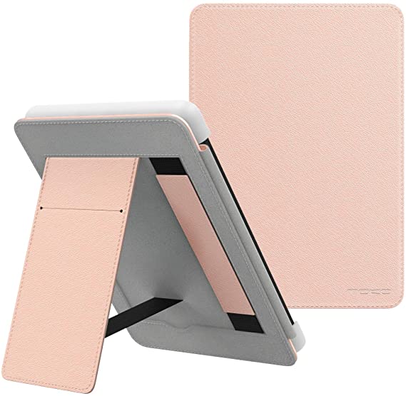 MoKo Case Fits All-New Kindle (10th Generation - 2019 Release), Slim PU Leather Stand Smart Cover Shell with Hand Strap, Will Not Fit Kindle Paperwhite 10th Generation 2018 - Rose Gold