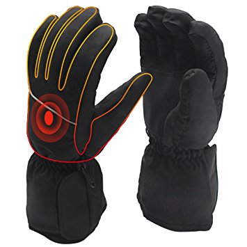 QILOVE Electric Battery Heated Rechargeable Gloves,Motorcycle Hunting Outdoor Gloves,Stylish Black Electric Heating Gloves for Men and Women