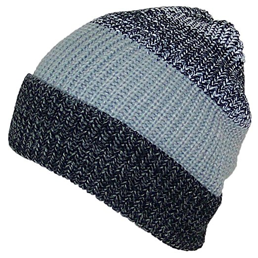 GMI Adult Striped Variegated Color Knit Cuffed Winter Beanie (One Size)