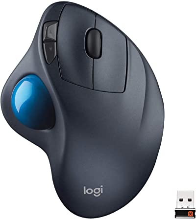 Logitech M570 Wireless Trackball Mouse – Ergonomic Design with Sculpted Right-Hand Shape, Compatible with Apple Mac and Microsoft Windows Computers, USB Unifying Receiver, Dark Gray