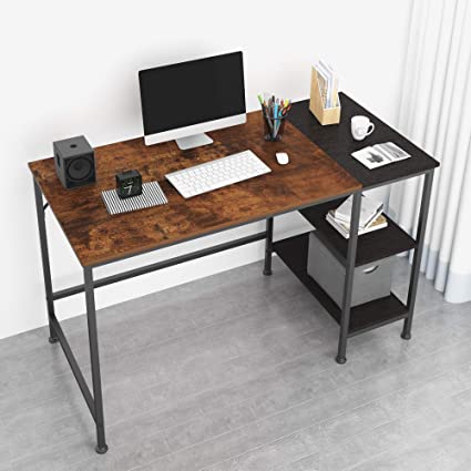 JOISCOPE Computer Desk,Latop Table,Study Table with Wooden Shelves,Industrial Table Made of Wood and Metal.47 inches(Vintage Oak Finish)