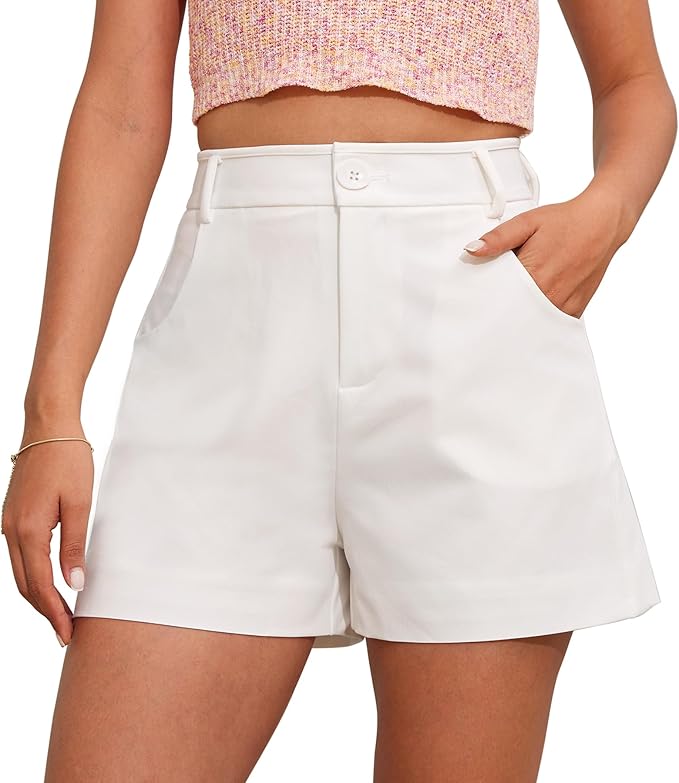 Ginasy Summer Shorts for Women Trendy High Waisted Shorts Dressy Casual Wide Leg Shorts with Pockets