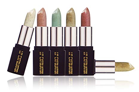 SXC Cosmetics Lip Exfoliator Lipstick Scrub Set of 6 Natural Flavors, (Brown Sugar, Mint, Almond, Apple, Vanilla & Strawberry)
