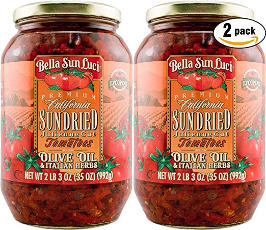 Bella Sun Luci Sun Dried Tomatoes Julienne Cut in Olive Oil, 35oz Jar (Pack of 2, Total of 70 Oz)