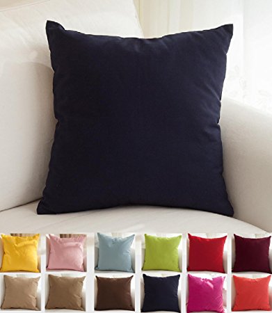 TangDepot Cotton Solid Throw Pillow Covers, 18" x 18" , Dark Navy