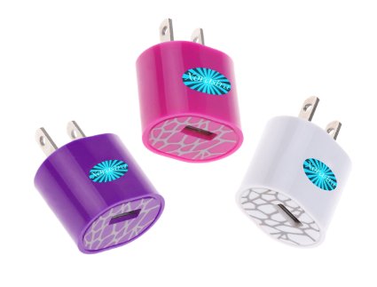 Compact Wall Charger for iPhone6s/6s Plus, Samsung & other Smartphone Ct.3 (PleHPnkWte)