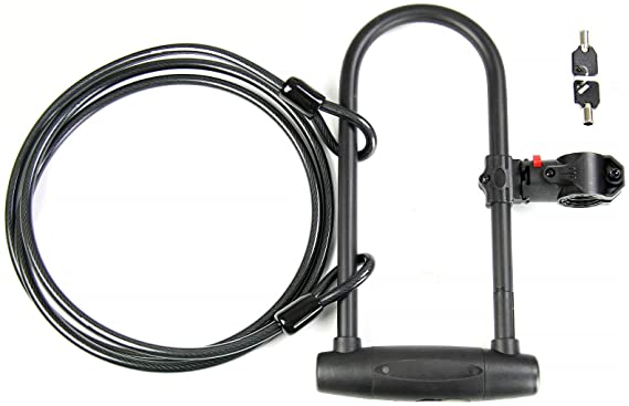 Bicycle Bike Cycling U Lock with Key 170x335mm   Lock Cable 10x2300mm