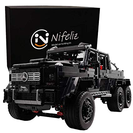 Nifeliz Black Pickup G63 6X6 MOC Building Blocks and Engineering Toy, Adult Collectible Model Cars Kits to Build, 1:8 Scale Truck Model (3300 Pieces)