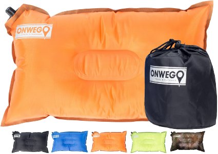 ONWEGO Best Inflatable Travel Pillow Self Inflating Travel Pillow Air Travel Pillow A comfortable inflatable pillow for the airplane beach car camping or relaxing outdoors