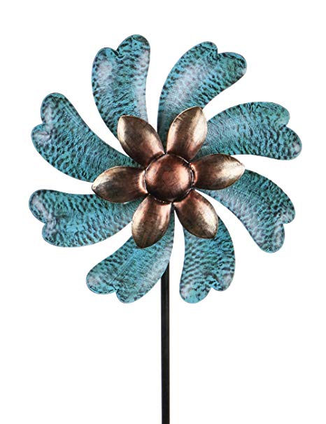 MUMTOP Wind Spinner 45" Wind Sculptures for Patio Lawn and Garden Let You Feel Different Visual Effects and Relax Your Mood (Cyan)