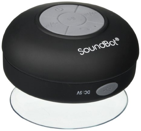 SoundBot SB510 HD Water Resistant Bluetooth Wireless Shower Speaker, Hands-Free Portable Speakerphone w/ 6Hrs of Playtime, Built-in Mic, Control Buttons & Detachable Suction Cup for Indoor & Outdoor