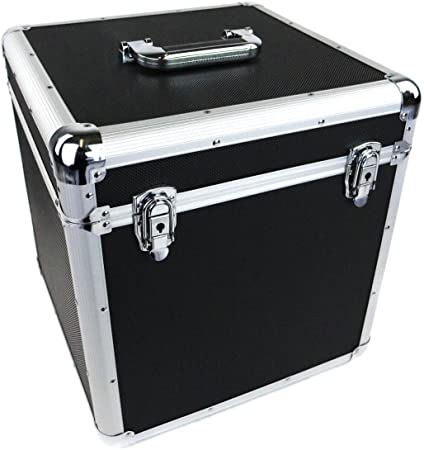 Oypla 100 x 12 LP Vinyl Record Box Hard DJ Flight Case Aluminium - Black