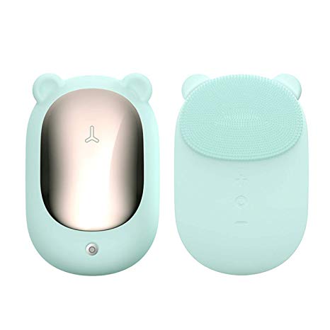Jinny's Shoppe Cute Facial Silicone Cleansing Massager for Deep Pore Cleansing, Waterproof Temperature 45℃ Gentle Exfoliating Brush (Mint)