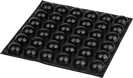 Silicone Hemisphere Bumper/Non-Skid Isolation Feet with Adhesive 0.63" (16mm) Dia. 36-Pack Black