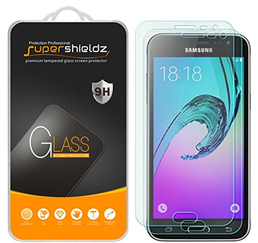 [2-Pack] Samsung Galaxy J3 Sky 4G LTE Tempered Glass Screen Protector, Supershieldz Anti-Scratch, Anti-Fingerprint, Bubble Free, Lifetime Replacement Warranty