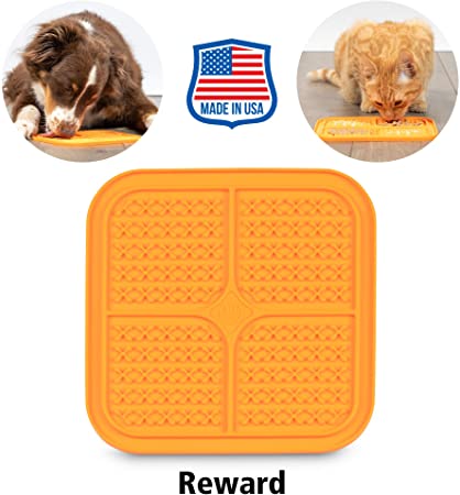 Hyper Pet Licking Mat for Dogs & Cats (New Version, The IQ Treat Mat) | Now Made in U.S. | Calming Mat for Anxiety Relief, Boredom Buster, Slow Feeder | Add Healthy & Homemade Treats | Variety Colors