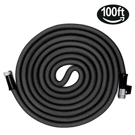 Hongmai Garden Hose, Expandable Water Hose - 3/4" Solid Brass Fittings & Extra Strength Fabric & Heavy Duty Leakproof Connector, Kink Free Flexible Hose (100FT)