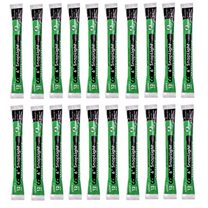 Cyalume SnapLight Green Glow Sticks – 6 Inch Industrial Grade, High Intensity Light Sticks with 12 Hour Duration (Pack of 20)