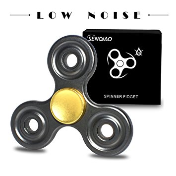 SENQIAO Tri Fidget Hand EDC Finger Spinner Toy Stress Reducer with Premier Ceramic bearing For ADD, ADHD, Anxiety, and Autism Adult Children (Dumb black)