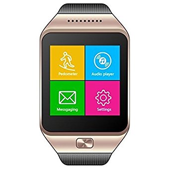 CNPGD All-in-1 Watch Cell Phone & Smart Watch Sync to Android IOS Smart Phone (Gold)