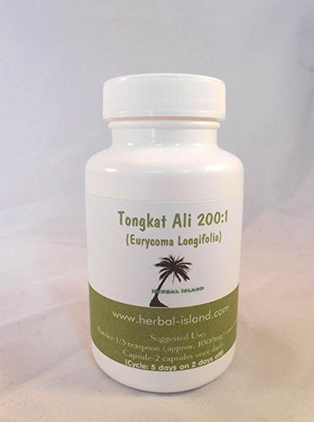 Tongkat Ali 200:1 Root Extract Capsules - 120 Count - 500mg Each - Free Shipping