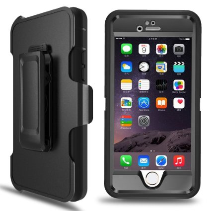 iPhone 6 case,iPhone 6s case[Heavy Duty][Drop Protection][Dustproof][Scratch Protection[Shockproof] Hybrid Hard Shell for iPhone 6,(Black),Ptuna