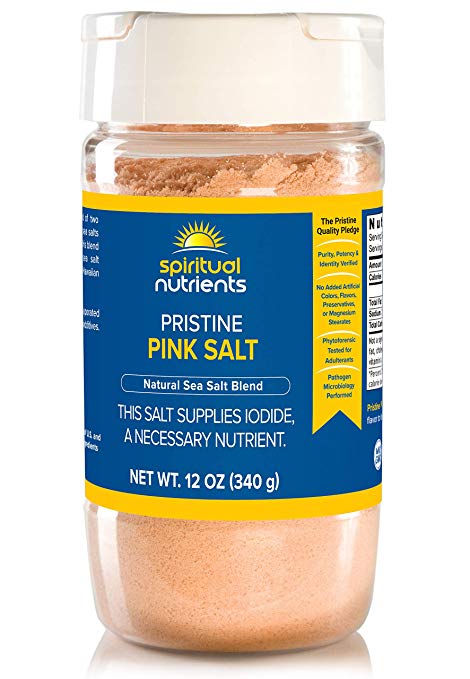 Spiritual Nutrients Pristine Pink Salt | Untreated, Solar-Dried Sea Salt Delivering Critical Trace Minerals | Non-GMO, Vegan | 12 oz.