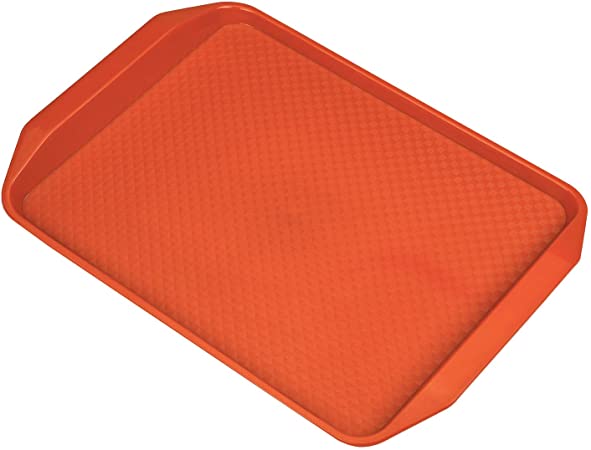Plastic Serving Tray, Rectangular Fast Food Serving Lunch Cafeteria Trays, Large Serving Trays Dining Restaurant Party Platters(orange)