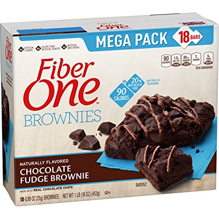 Fiber One Snacks Fiber One 90 Calorie Soft-Baked Bars Chocolate Fudge Brownie, 18-Bar Mega Pack, 16 oz.