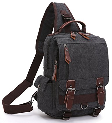Collsants Canvas Sling Backpack Crossbody Messenger Bag Travel Shoulder Daypack